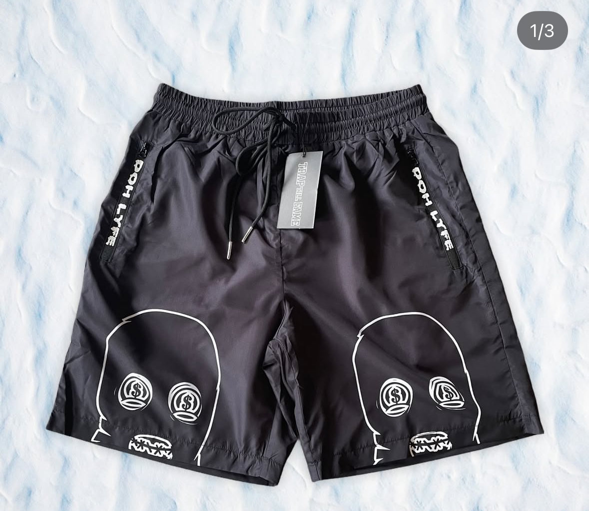 Dohlyfe Nylon Shorts black W/Skimask Logo