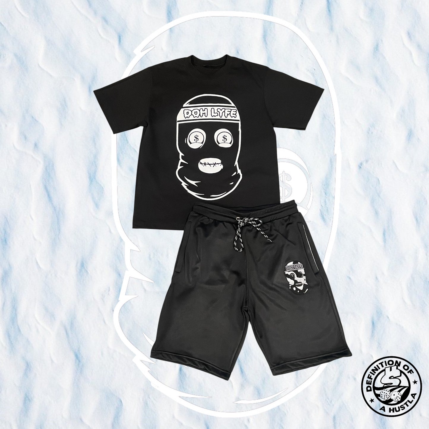 Dohlyfe Camo Skimask black / white short set