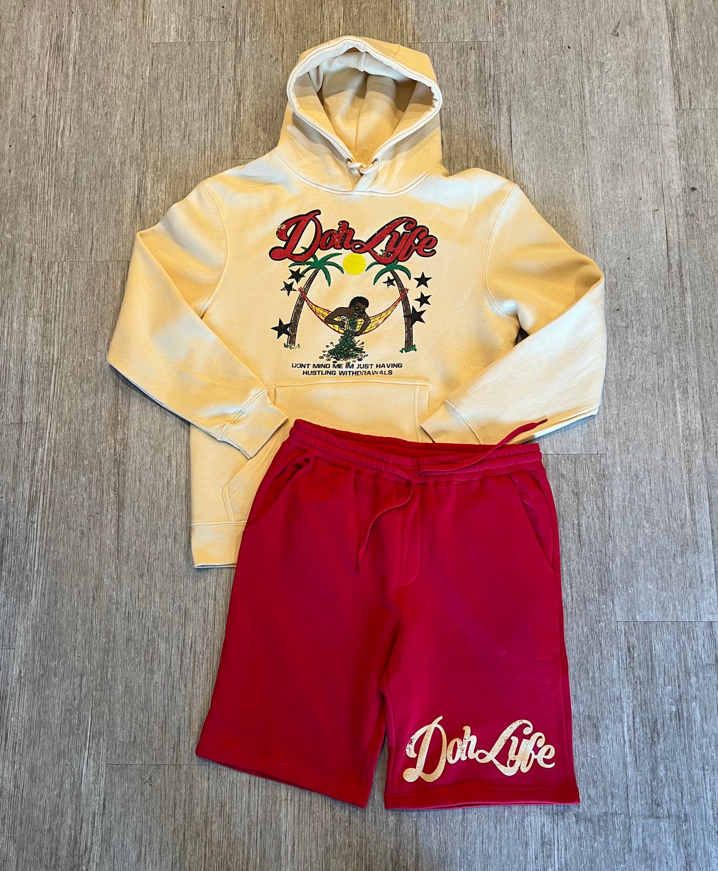 Dohlyfe Vacation Withdrawal Shorts And Hoodie yellow/rex