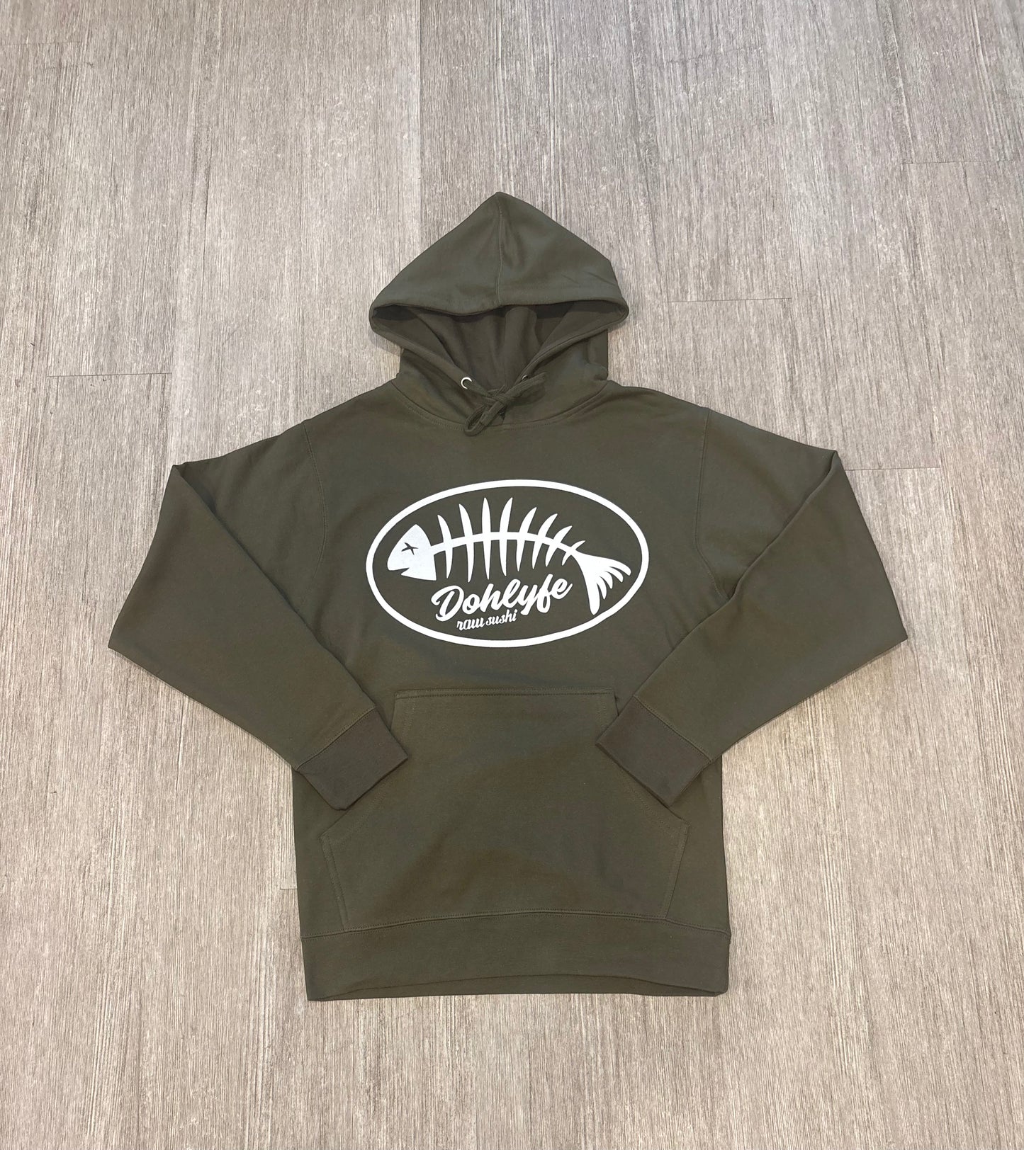 Dohlyfe Raw Sushi (olive green and white) hoodie/shorts Suit
