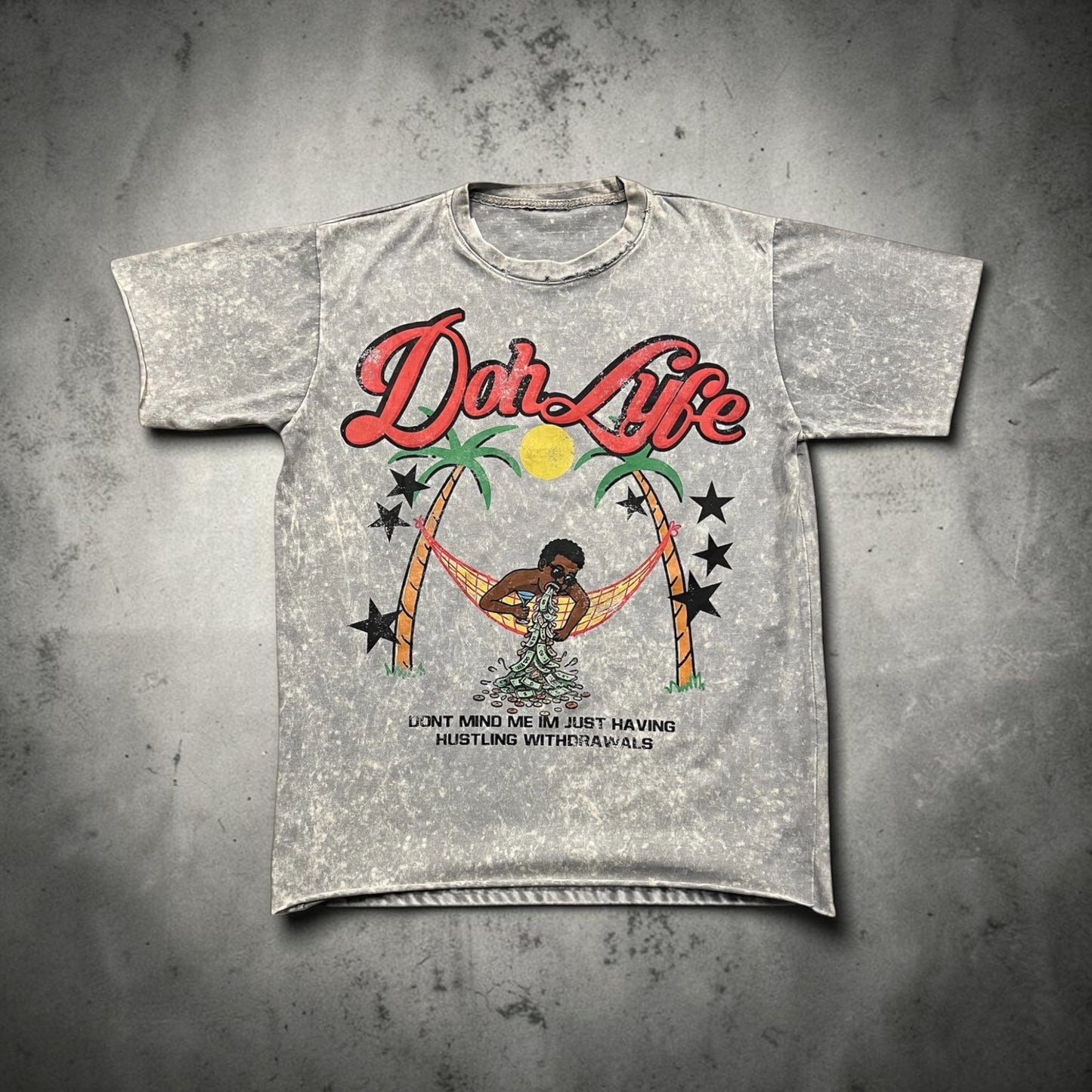 Dohlyfe Vacation Withdrawal TShirt Grey Bleached