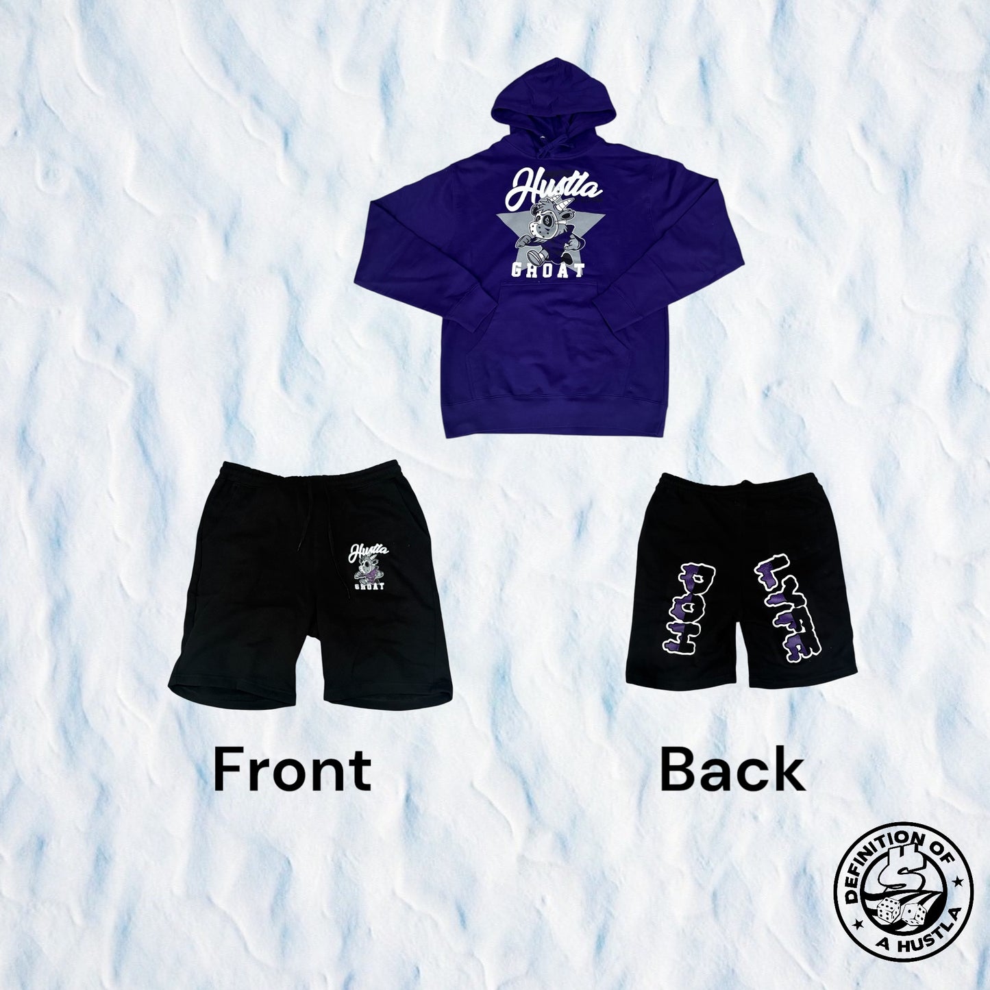 Dohlyfe Ghoat (purple grey black and white) hoodie/shorts Suit
