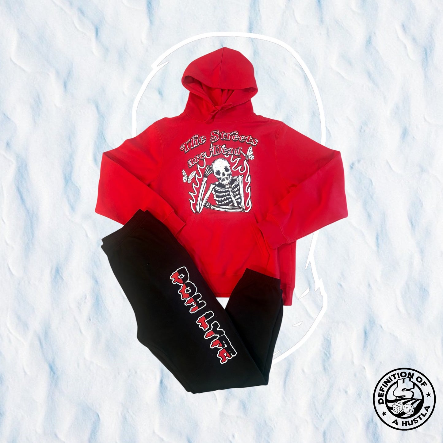 Dohlyfe The Streetz Are Dead Jogging Suit Black/Red/White