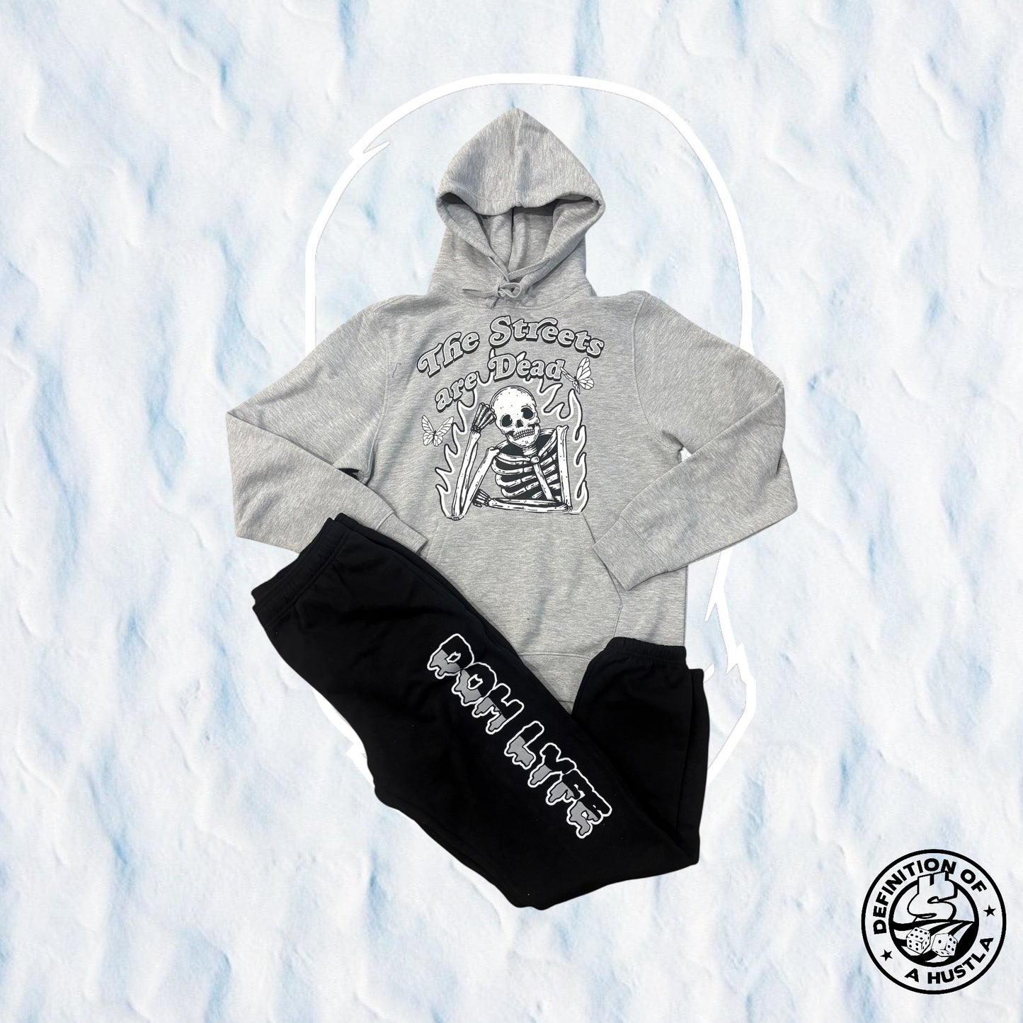 Dohlyfe The Streetz Are Dead Jogging Suit Grey/Black/white