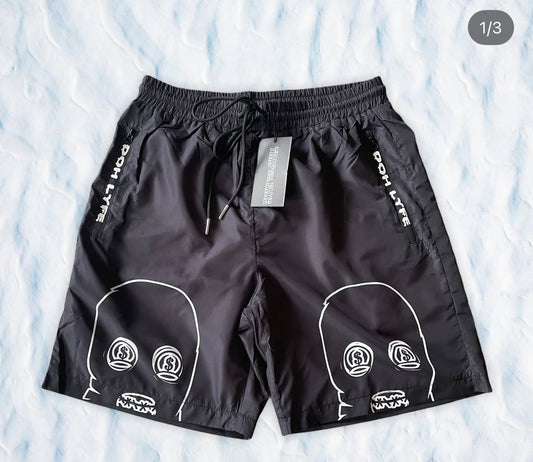 Dohlyfe Nylon Shorts black W/Skimask Logo