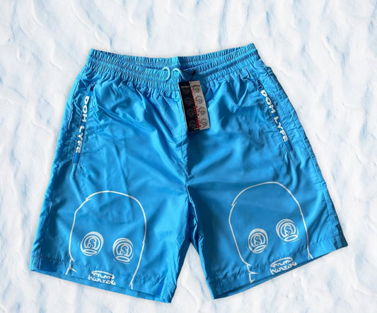 Dohlyfe Nylon Shorts Sky Blue W/Skimask Logo