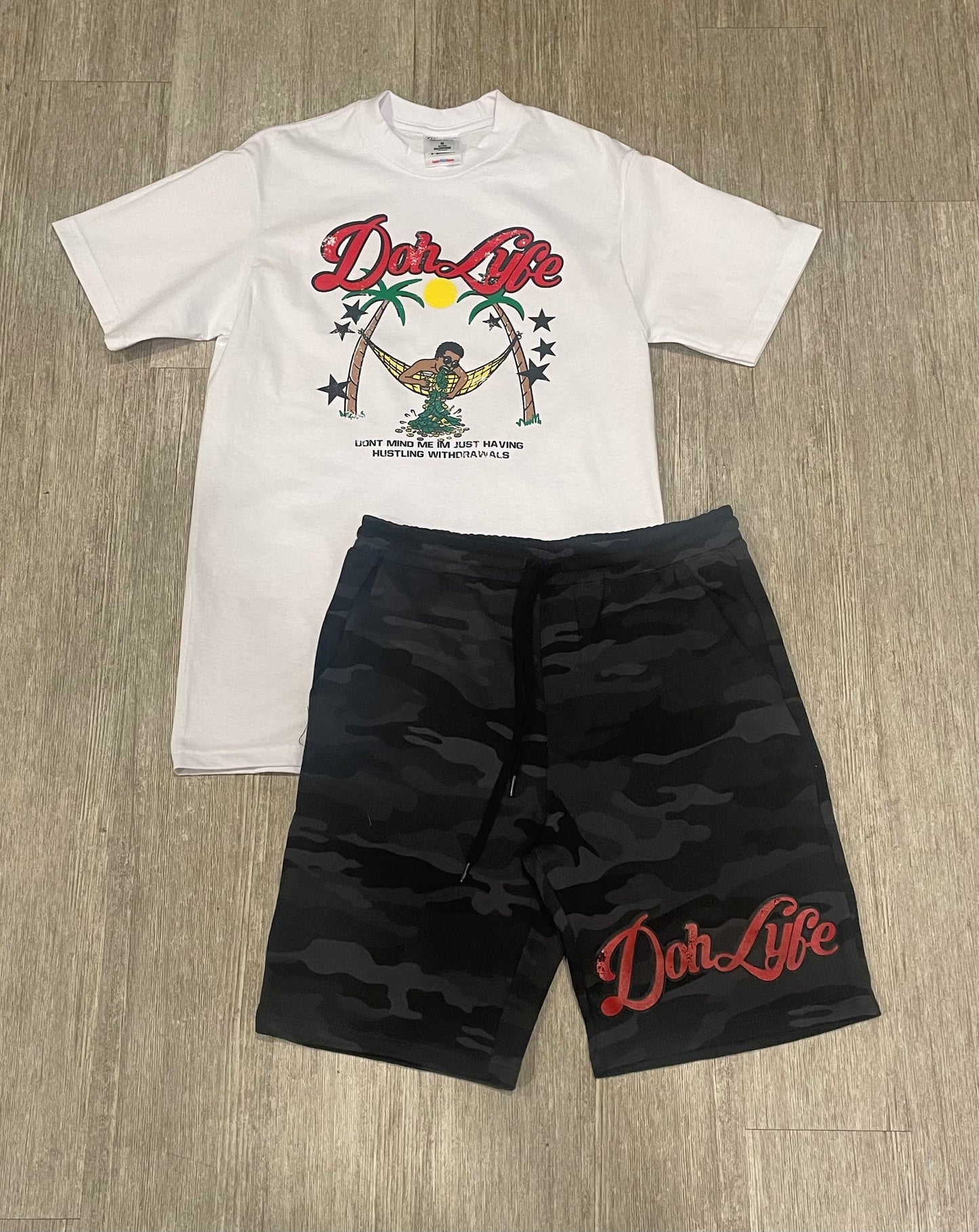 Dohlyfe withdrawals Sets Camo/black/white/red shorts