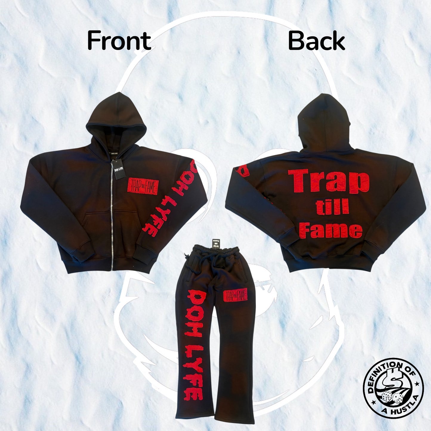 Dohlyfe Black/Red Trap Till Fame Tracksuit