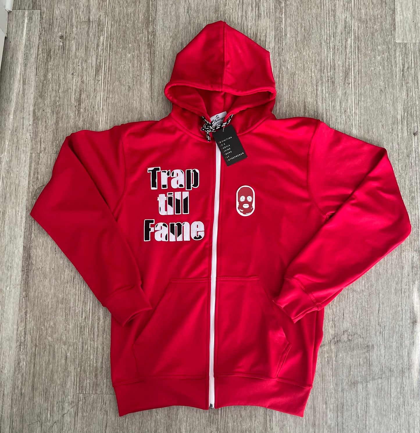 Dohlyfe x TrapTillFame Short Hoodie Set! Red/black/white