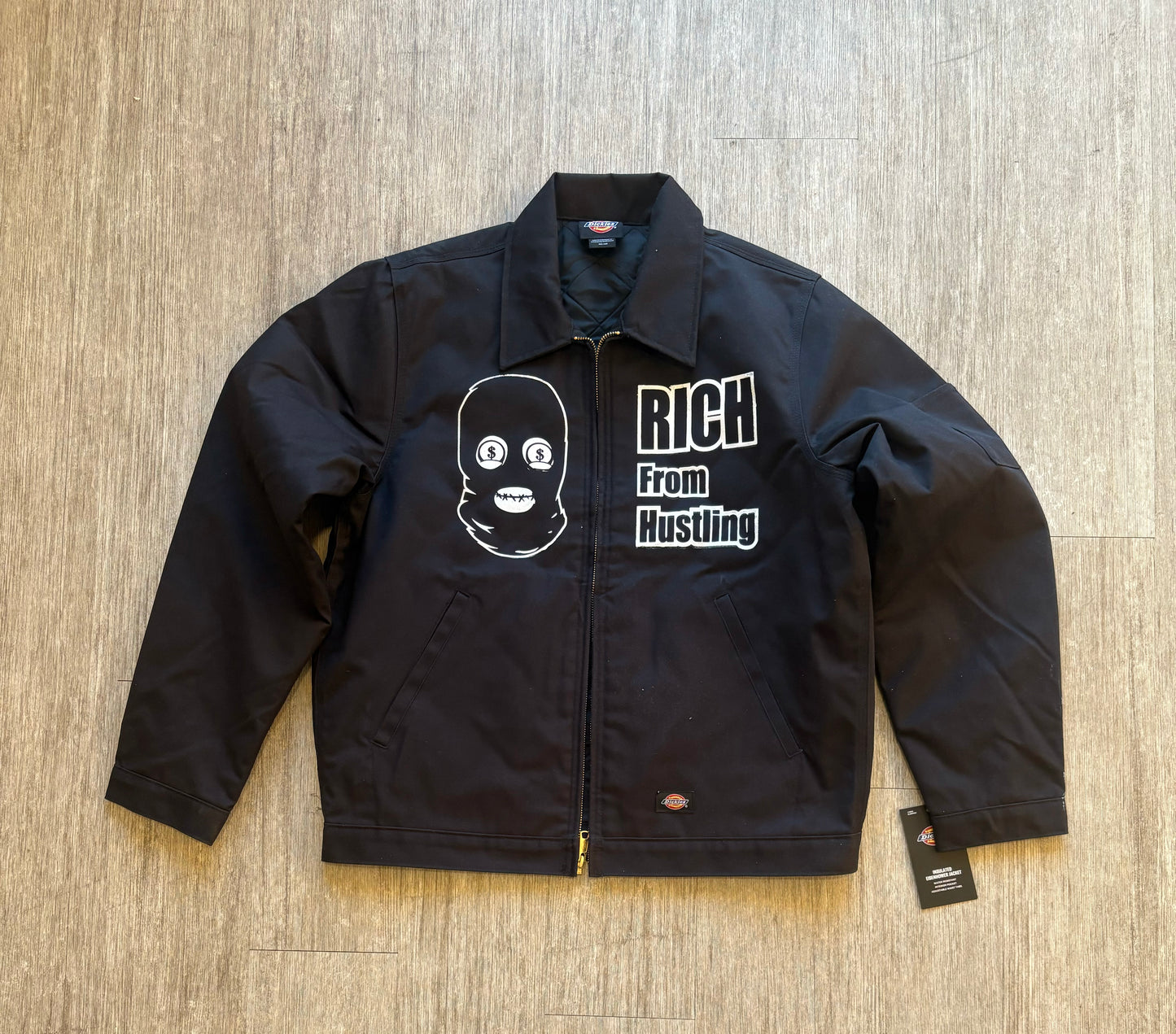 Dohlyfe x RFH dickies jacket with logo whit and black print