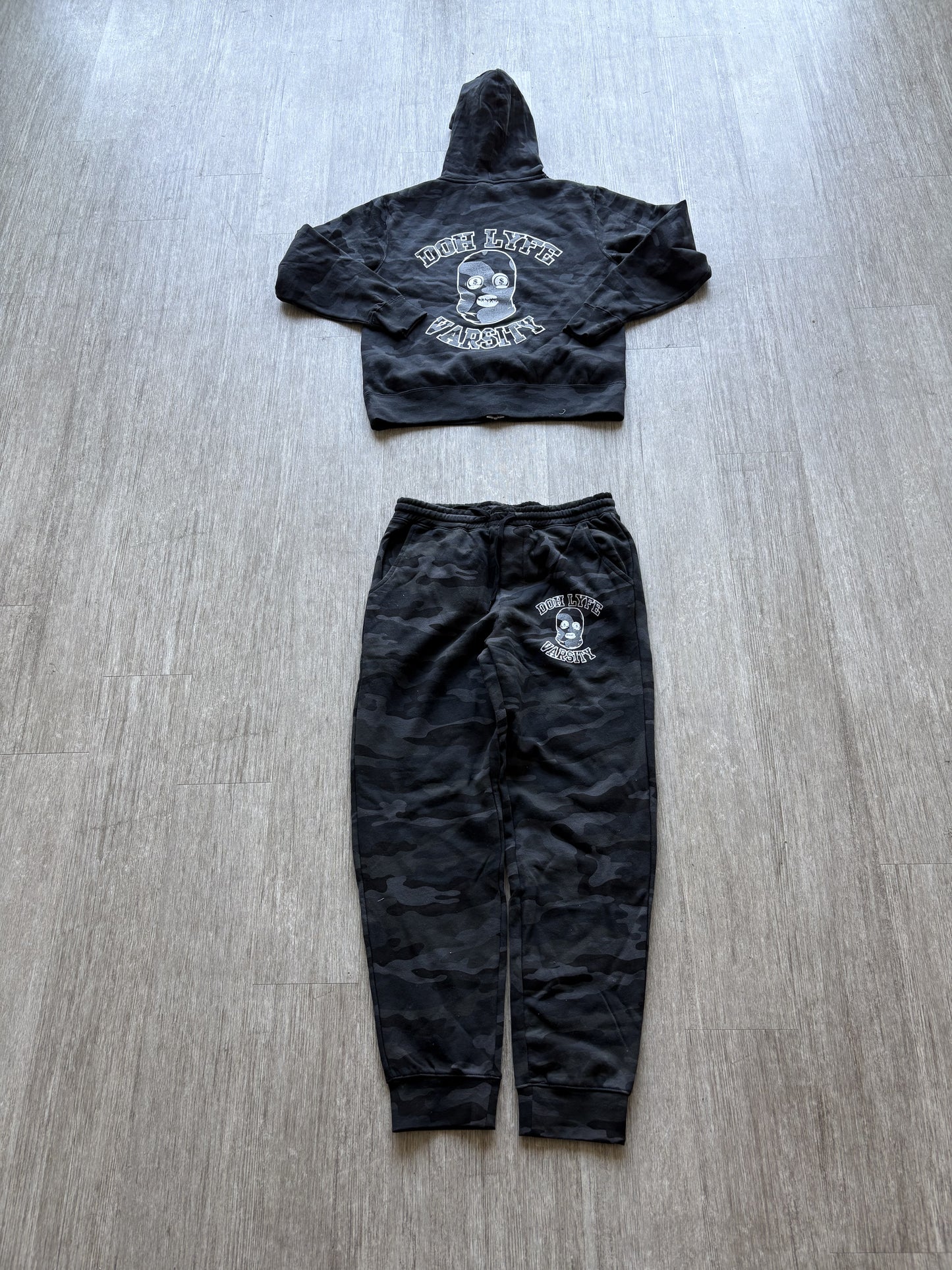 Dohlyfe Varsity Camo Grey/White/grey Jogging Suit