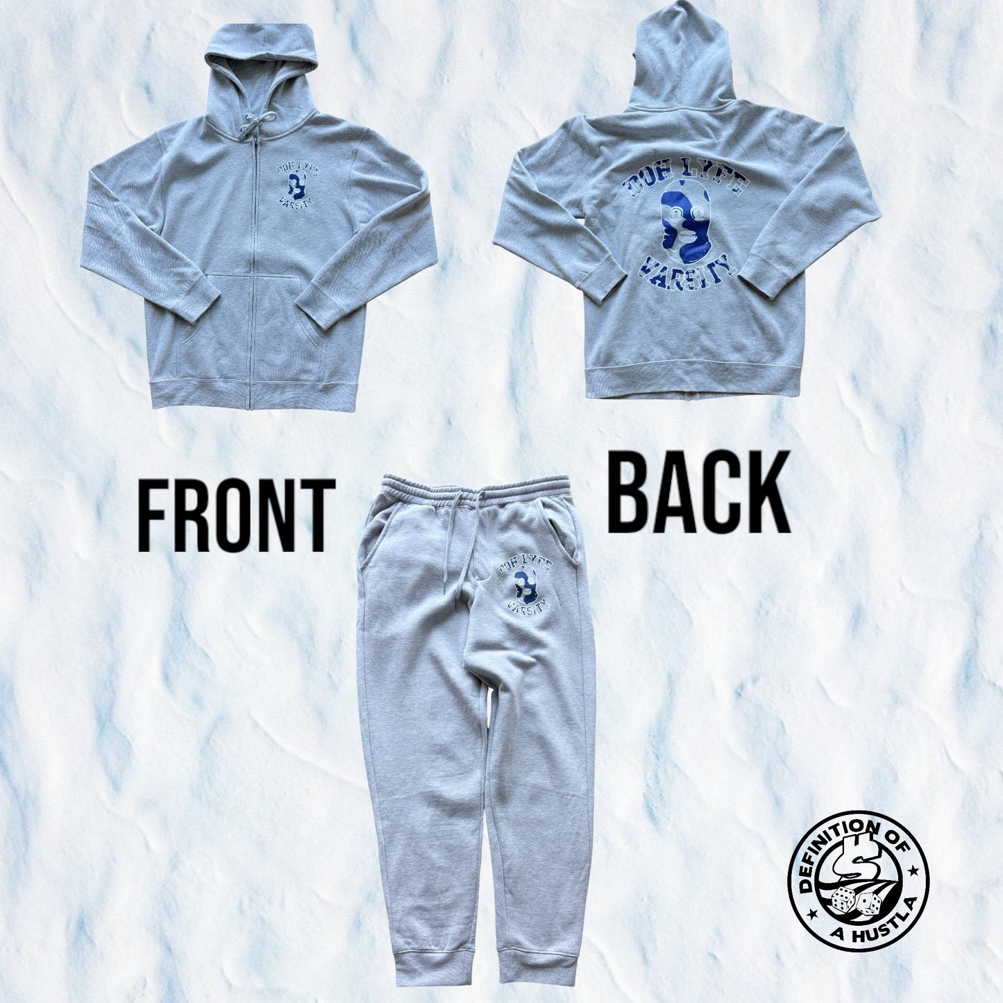 Dohlyfe Varsity Grey/White/Royal blue Jogging Suit