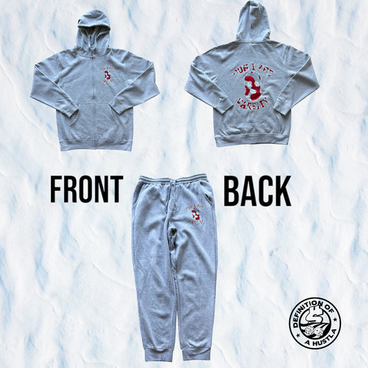 Dohlyfe Varsity Grey/White/Red Jogging Suit