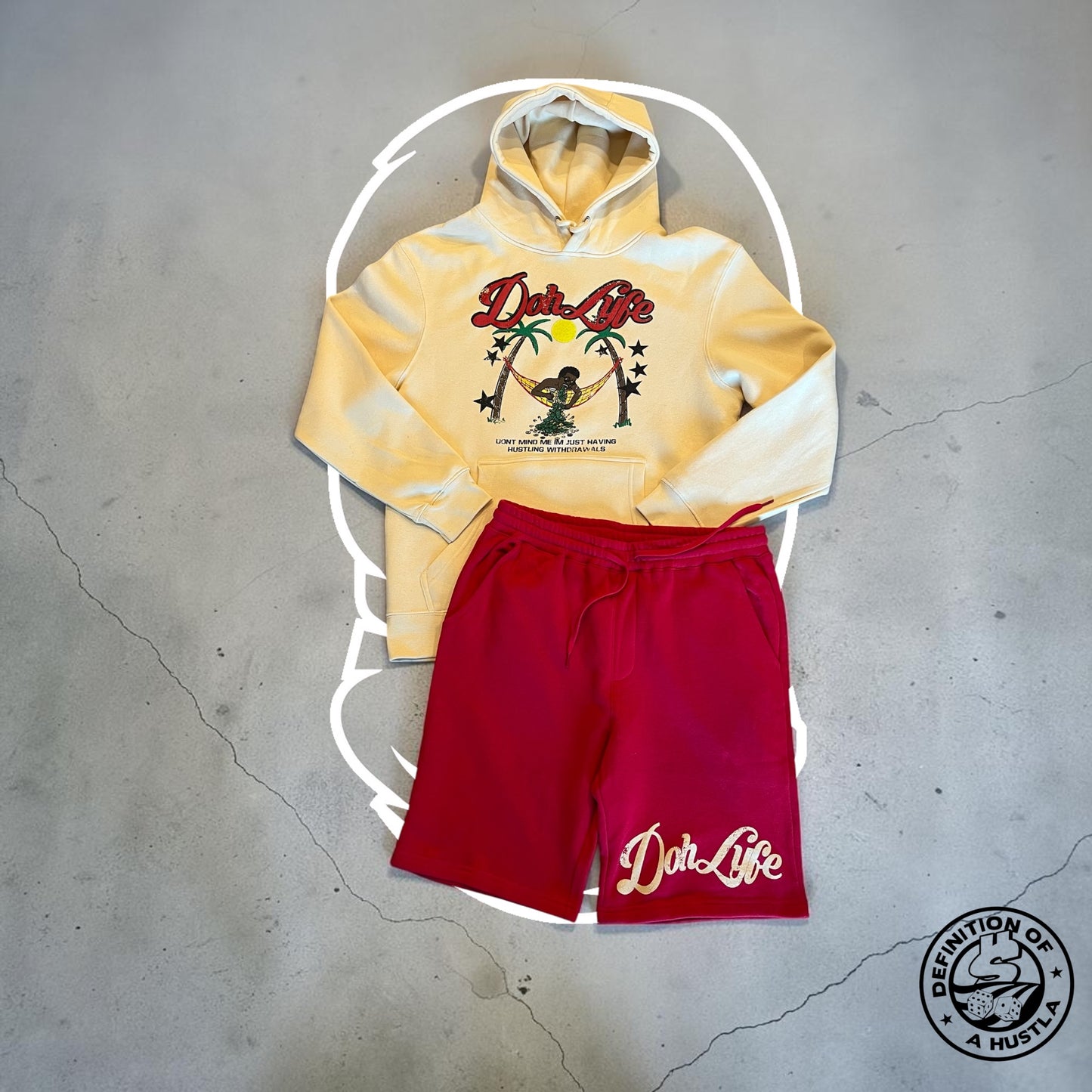 Dohlyfe Vacation Withdrawal Shorts And Hoodie yellow/rex