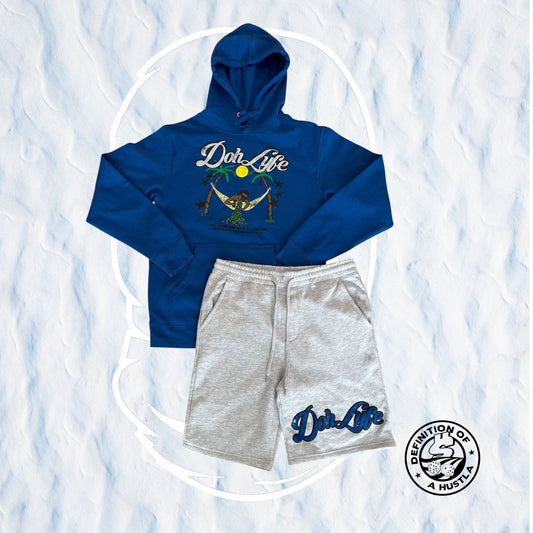 Dohlyfe Vacation Withdrawal Shorts And Hoodie Blue/grey