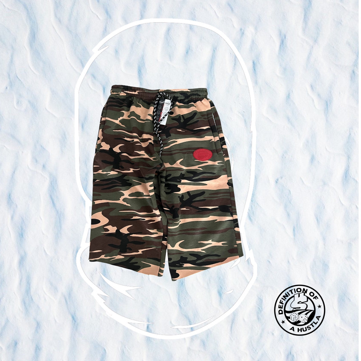 Dohlyfe Camo 3/4 Camo Shorts Red Sushi Logo
