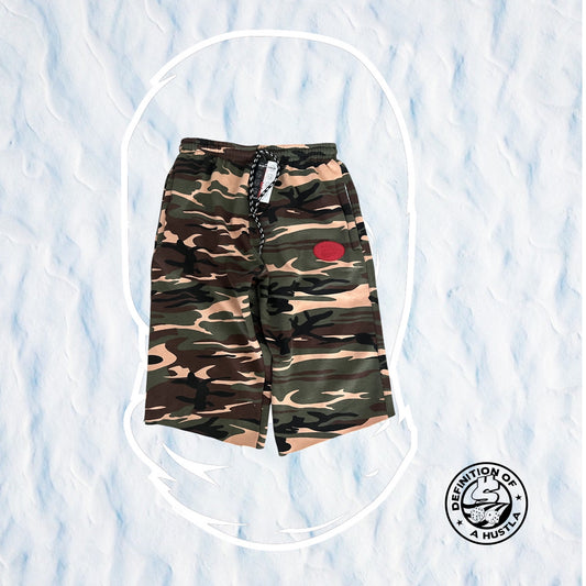 Dohlyfe 3/4 Camo Shorts Red Sushi Logo