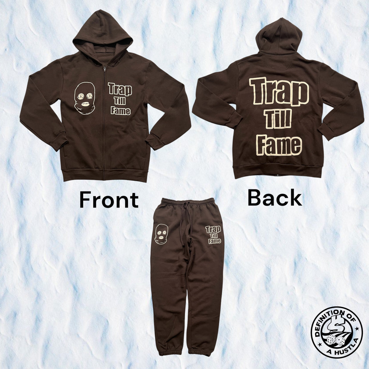 Dohlyfe TrapTillFame Jogging Suit Dark Brown/Cream