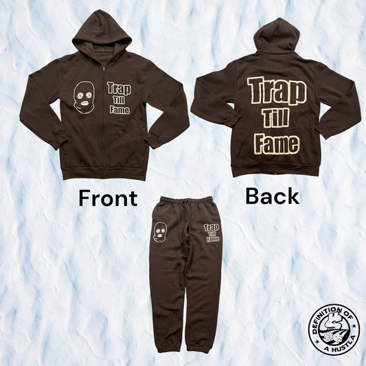 Dohlyfe TrapTillFame Jogging Suit Dark Brown/Cream