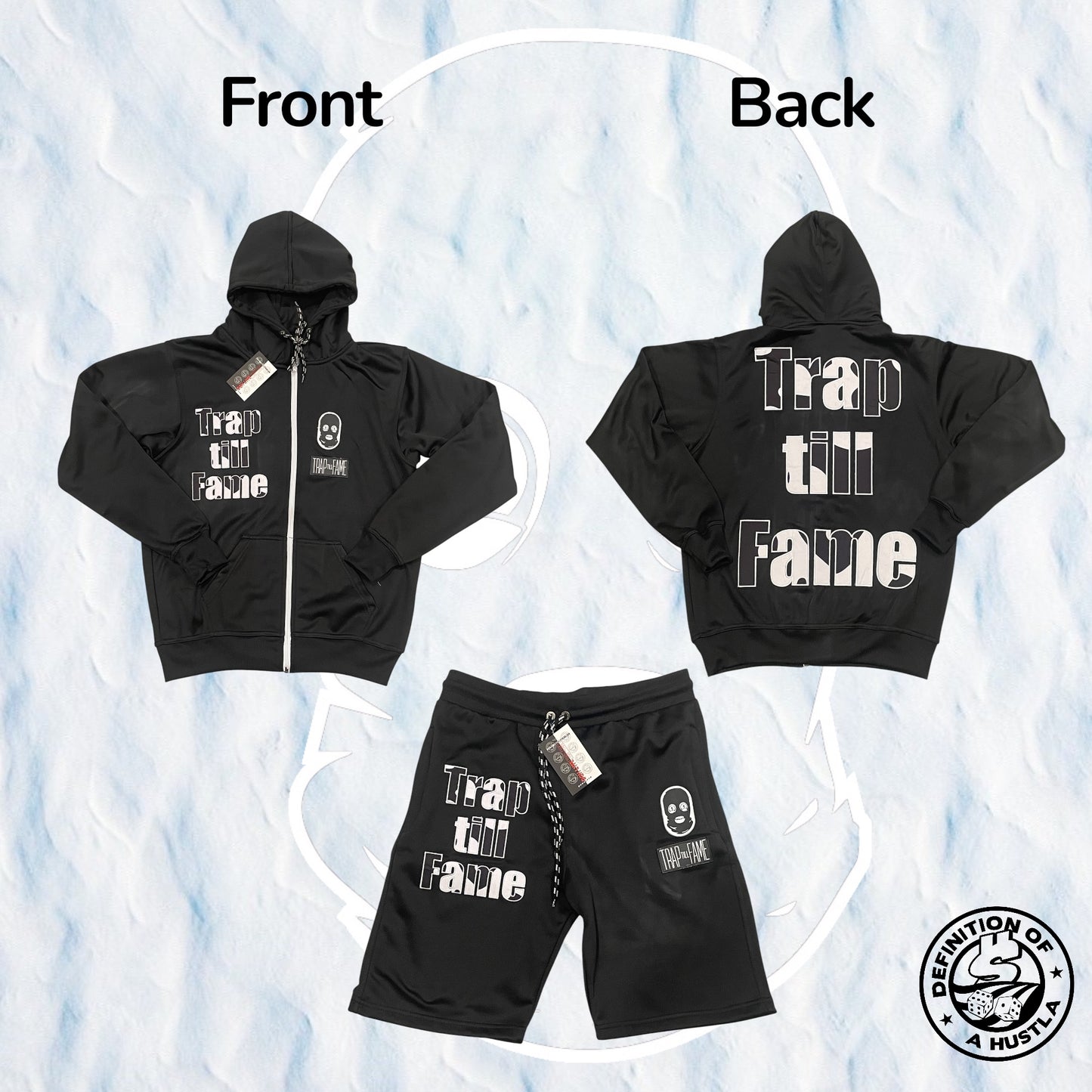 Dohlyfe x Trap Till Fame Short Hoodie Set Black/White