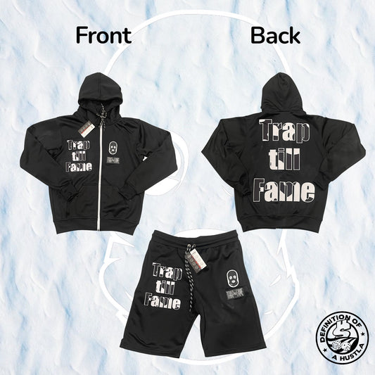 Dohlyfe x Trap Till Fame Short Hoodie Set Black/White