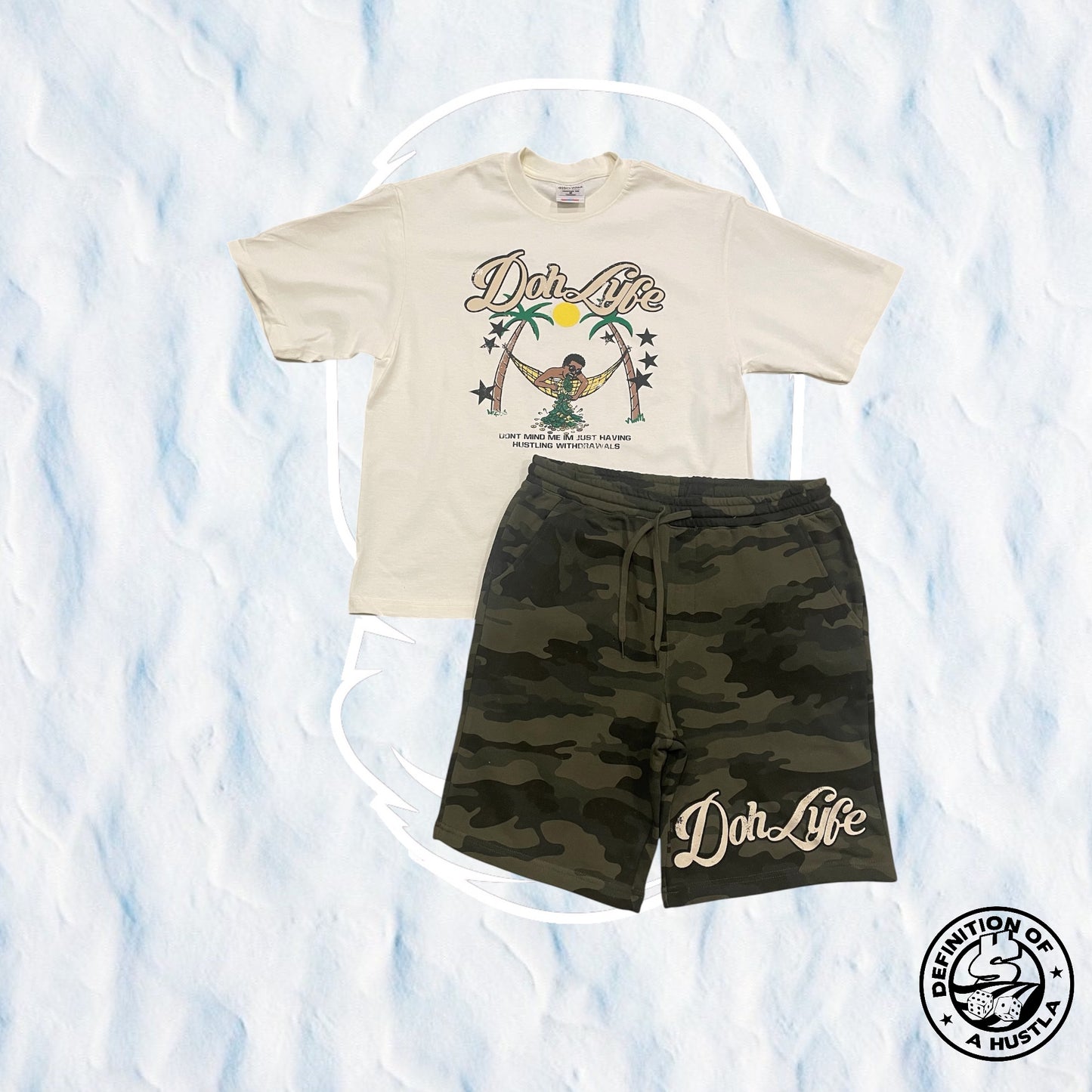 Dohlyfe withdrawals Sets Camo/cream/black shorts