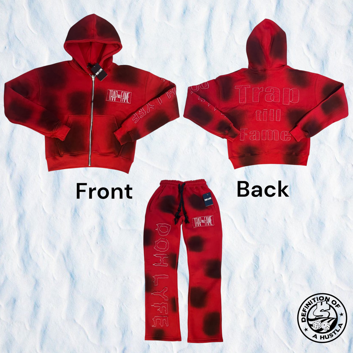 Dohlyfe TrapTillFame Jogging Suit All Red/black Oil Spill