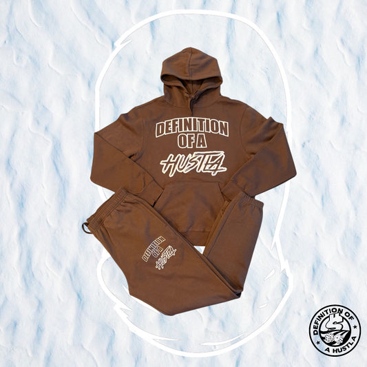 Dohlyfe brown and Tan Jogging Suit W/ Def of a Hustla Logo