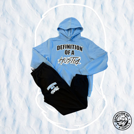 Dohlyfe skyblue black and white Jogging Suit W/ Def of a Hustla Logo