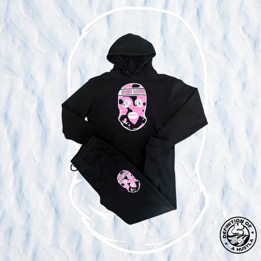Dohlyfe SkiMask Logo Black/pink/white Jogging Suit