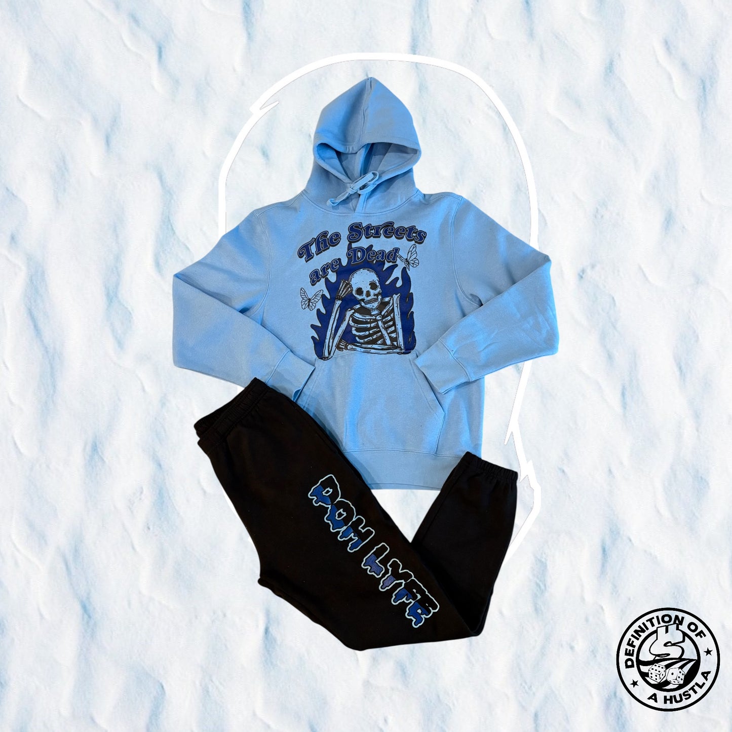 Dohlyfe The Streetz Are Dead Jogging Suit Sky blue/ Royal blue/Black