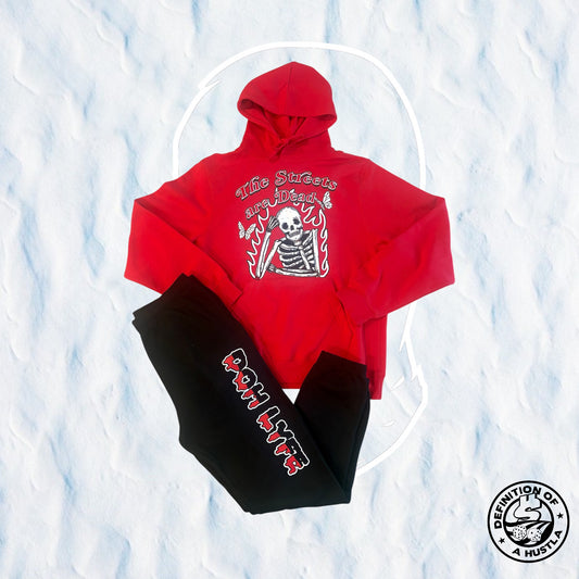 Dohlyfe The Streetz Are Dead Jogging Suit Black/Red/White