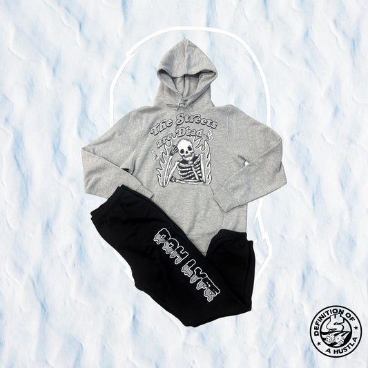 Dohlyfe The Streetz Are Dead Jogging Suit Grey/Black/white